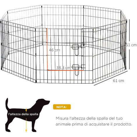 PawHut Recinzione Recinto per Cani Gatti Cuccioli Roditori 61 x 61cm