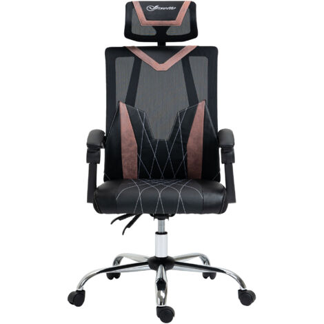 Vinsetto Sedia Ergonomica da Ufficio Inclinabile Supporto Cervicale e Lombare