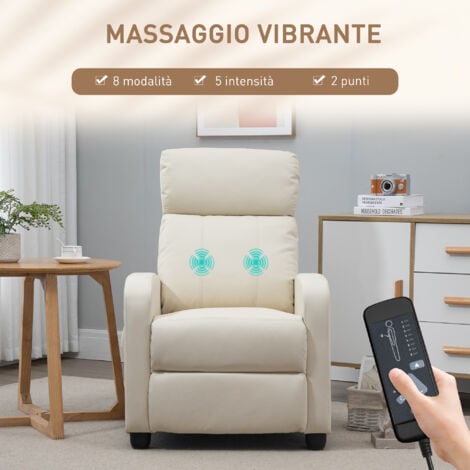 HOMCOM Poltrona Massaggiante 8 Programmi Telecomando Reclinazione Poggiapiedi