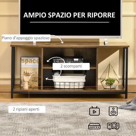 HOMCOM Mobile TV fino a 55'' con Ripiani Aperti, Mobiletto Basso