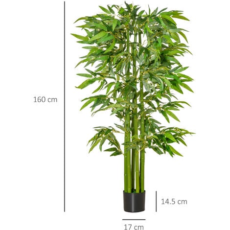 HOMCOM Pianta Artificiale di Bambù Alta 160cm con Vaso per Interno ed  Esterno