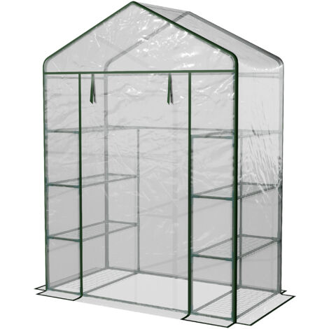 Outsunny Serra da Giardino in Acciaio e PVC con Porta Avvolgibile