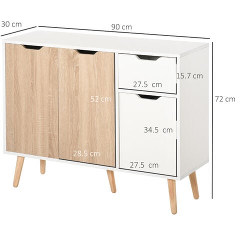 HOMCOM Credenza Cucina Stile Nordico con Cassetto e Armadietti in Legno