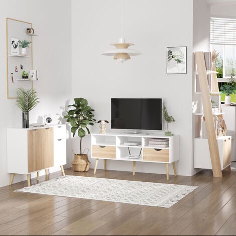 HOMCOM Credenza Cucina Stile Nordico con Cassetto e Armadietti in Legno