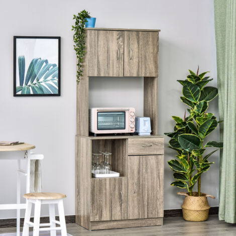 HOMCOM Credenza Moderna per Sala da Pranzo o Cucina in Legno Grigio 71x41x178cm