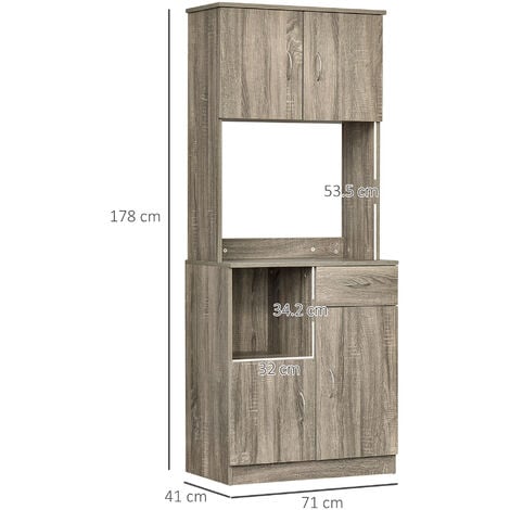 HOMCOM Credenza Moderna per Sala da Pranzo o Cucina in Legno Grigio 71x41x178cm