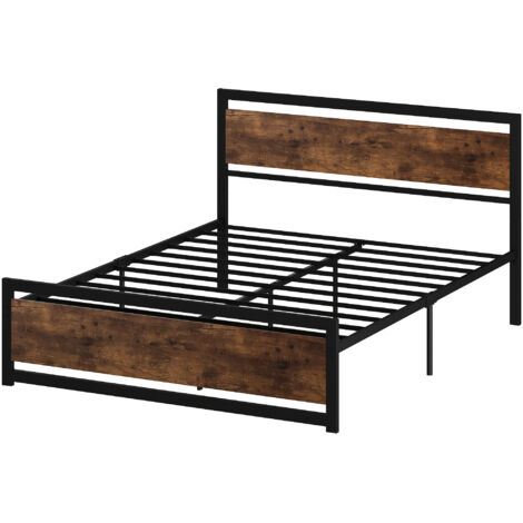 HOMCOM Struttura Letto Matrimoniale Stile Industriale 167x208x103cm con Doghe (1/5)