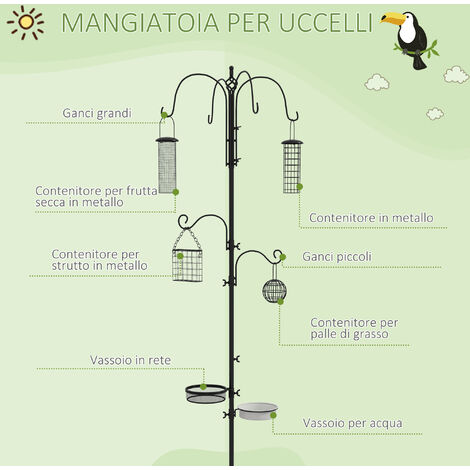 4 Ganci Da Giardino Per Prato, Per Mangiatoie Uccelli E Fioriere, In Metallo, 4 Pezzi - 2