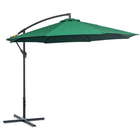 Outsunny Ombrellone da Giardino 3x2.5 m in Acciaio e Poliestere Verde e Grigio