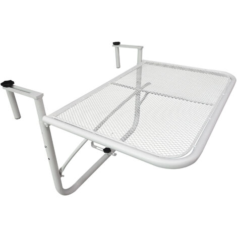 Outsunny Tavolo da Ringhiera per Balcone Altezza Regolabile Bianco