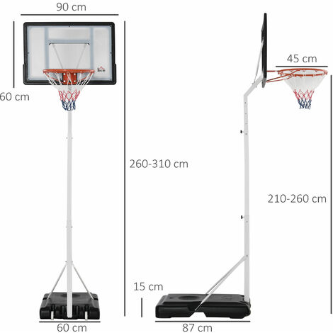 HOMCOM Canestro Basket per Bambini Portatile con Tabellone Bianco