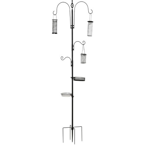 Mangiatoia Per Uccelli PawHut - 4 Ganci, 3 Alimentatori, Acciaio, Altezza 208cm - Foto 5