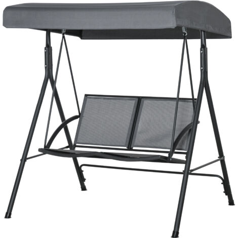 Outsunny Dondolo a 2 Posti da Giardino con Tettuccio Regolabile Grigio