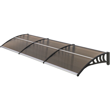 Outsunny Tettoia Esterna Finestre e Porte 303x96cm in Policarbonato Marrone