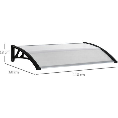 Outsunny Tettoia Esterna Finestre e Porte 110x60cm in Policarbonato Trasparente