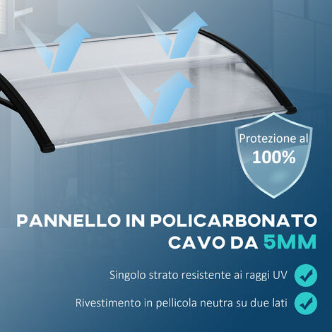Outsunny Tettoia Esterna Finestre e Porte 110x60cm in Policarbonato Trasparente