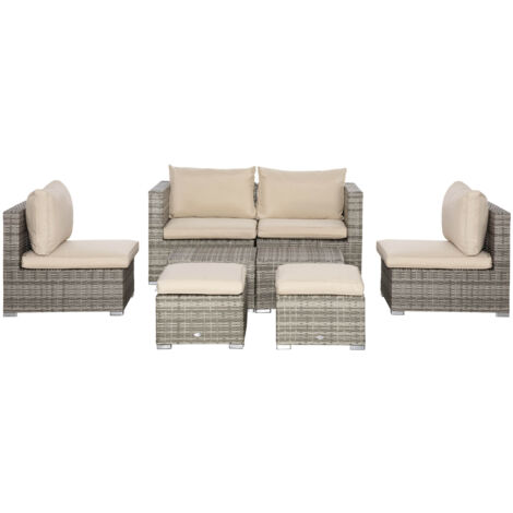 Outsunny Salotto da Giardino 8 Pezzi con Poltrone Tavolini e Sgabelli