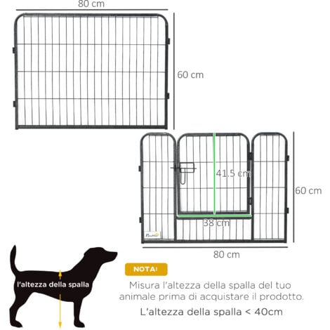 PawHut Recinto Modulabile per Cani e Animali Domestici con 12 Pannelli