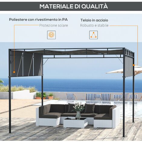 Gazebo Con Picchetti Gazebo Giardino Outsunny 3x3m - Pieghevole Con Altezza Regolabile E Borsa Trasporto Gazebo Per 6-9 Persone