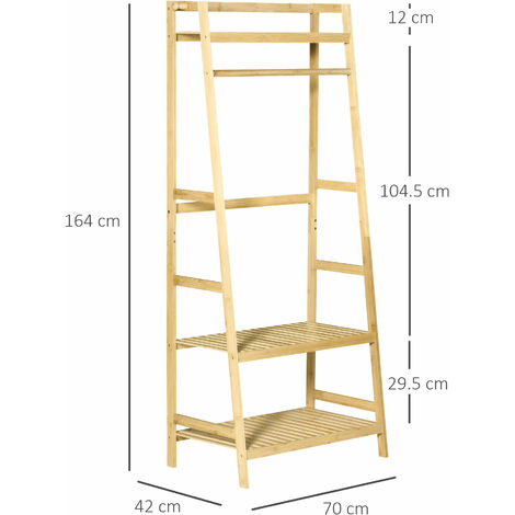 Homcom Attaccapanni a Parete Mensola Appendiabiti in Bambù