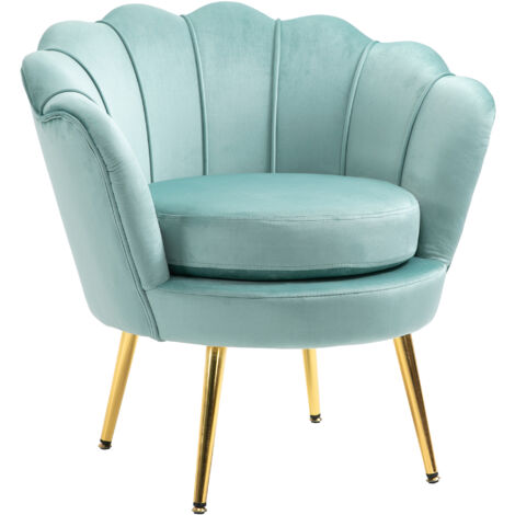 HOMCOM Poltroncina da Camera in Velluto Verde  Poltrona Vintage di Design