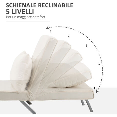 HOMCOM Poltrona Letto 2 in 1 Singola, Schienale Regolabile su 3