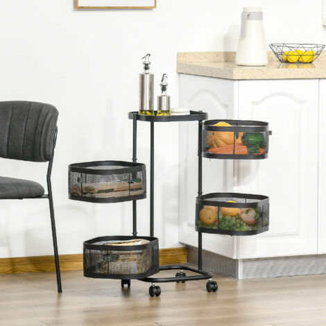Carrello Organizzatore Con 5 Cestelli Girevoli - Mobile Con Rotelle Per Cucina, Ufficio, Bagno - Foto 2