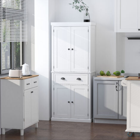 HOMCOM Credenza 2 Ante In Vetro Con Cassetto E Ripiano - Soggiorno, Cucina, Salotto - Bianco E Rovere 68x35x85 Cm