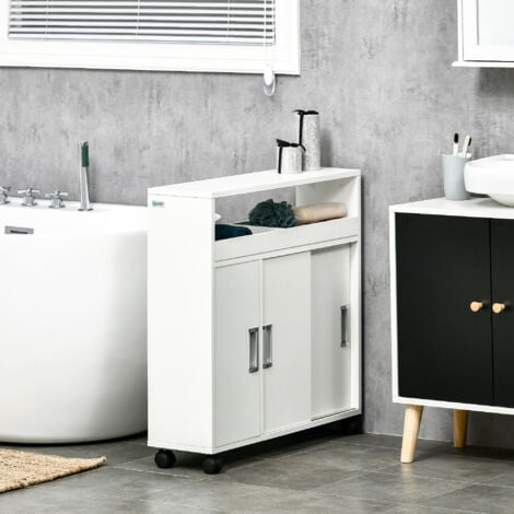 kleankin Mobile Bagno Salvaspazio con Armadietto e Ripiano Aperto