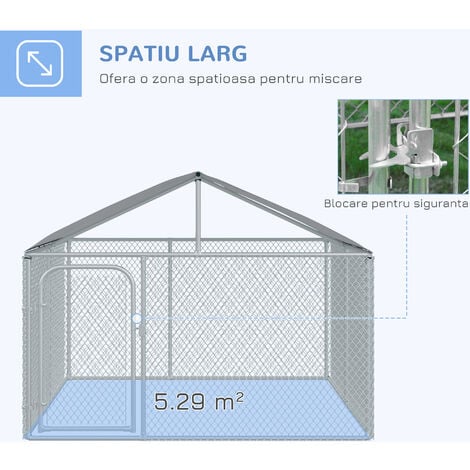 PawHut Recinto Box per Cani da Interno e Esterno in Metallo con Copertura