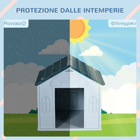PawHut Casetta per Cani max. 20kg Impermeabile in PP Blu