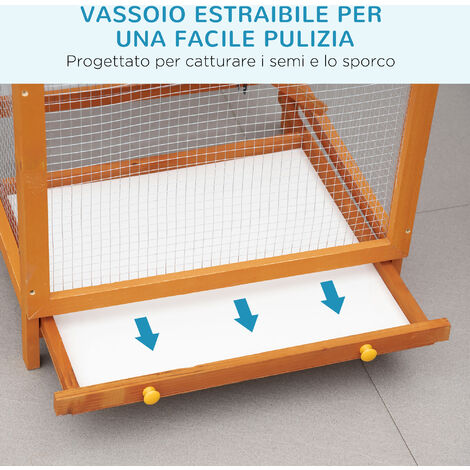PawHut Gabbia per Uccelli da Esterno Alta 165cm con 2 Porte e Vassoio Estraibile