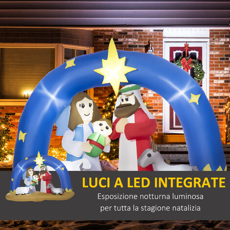 HOMCOM Presepe di Natale Gonfiabile con 5 Luci LED e Gonfiatore