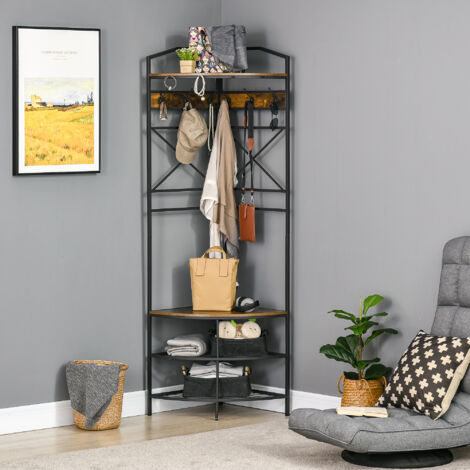 HOMCOM Appendiabiti in metallo in stile industriale con asta e 4 ripiani - dim. 100L x 46L x 170,5H cm