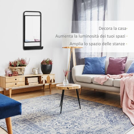 HOMCOM Specchio a Muro 91x60 cm per Camera da Letto e Soggiorno Nero