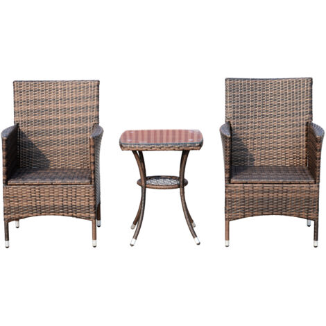 Outsunny Mobili da Giardino Rattan Set Tavolino e Sedie da Giardino