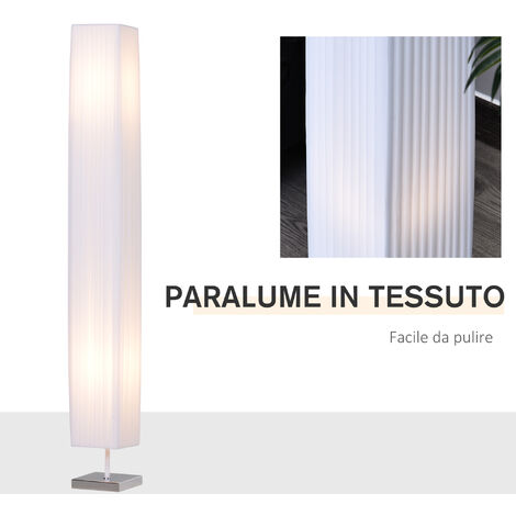 HOMCOM Lampada da Terra Moderna per Salotto in Tessuto Bianco