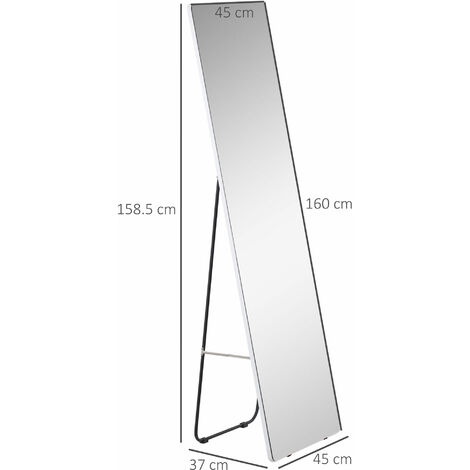 HOMCOM Specchio da Parete e Terra Figura Intera in Alluminio 45x37x158.5cm