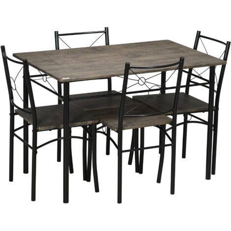 Set Tavolo E 4 Sedie HOMCOM - Tavolo Rettangolare E Sedie In MDF E Metallo - Grigio E Bianco, Salva-spazio - Foto 10