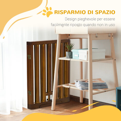 PawHut Cancelletto Per Cani Piccoli E Medi - Barriera Estensibile 74-80 Cm Con Chiusura Automatica