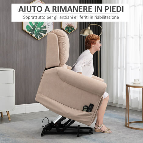 HOMCOM Poltrona Relax Massaggiante con 8 Modalità e 5 Intensità, Poltrona  Reclinabile con Poggiapiedi e Telecomando, Similpelle PU,Poltrona  Ergonomica Crema