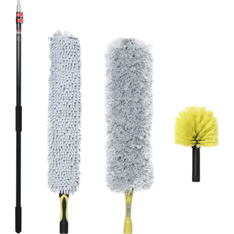 Kit Spolverino Estensibile Alta Portata 6,1m - Asta Telescopica Da 0,9 A 4,3m, Panno In Microfibra Lavabile, Per Pulizia Soffitti, Ventilatori, Ragnatele, Tende