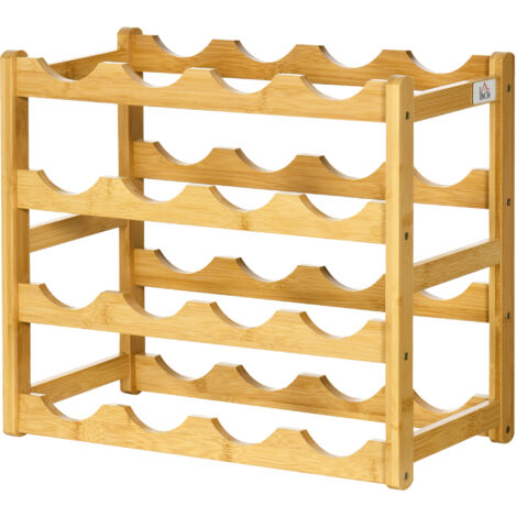 Portabottiglie In Bambù Relaxdays - Per 12 Bottiglie Orizzontale Da Terra 42,5x30x16cm - Foto 12