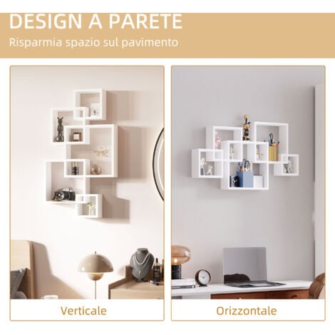 Homcom Libreria Di Design Moderno 4 Ripiani Legno Naturale E Bianco, 60x24x148cm