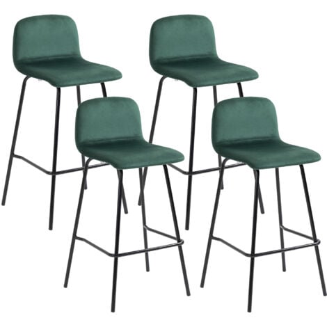 HOMCOM Sgabelli Moderni Alti Set 4pz con Poggiapiedi in Acciaio e Imbottitura