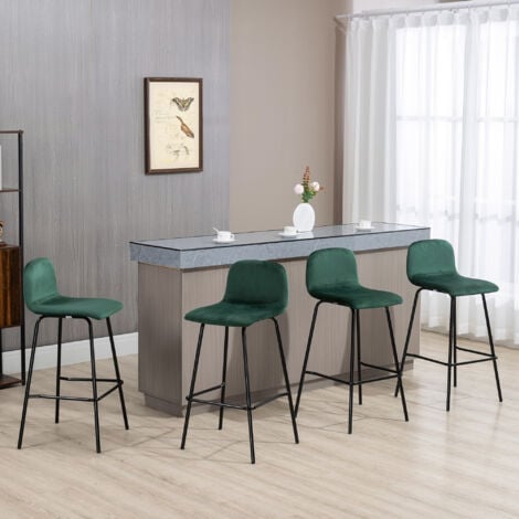 HOMCOM Sgabelli Moderni Alti Set 4pz con Poggiapiedi in Acciaio e Imbottitura