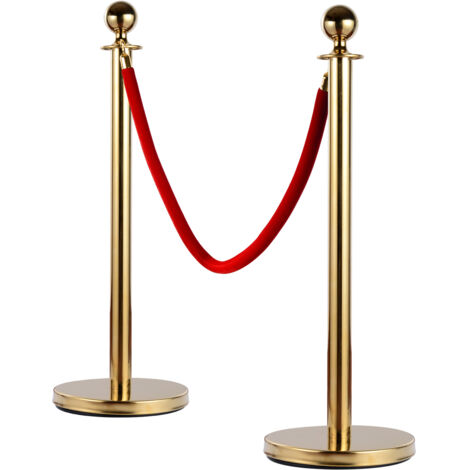 Outsunny Colonnina Segnapercorso per Code Separatore Rosso e Oro in Acciaio