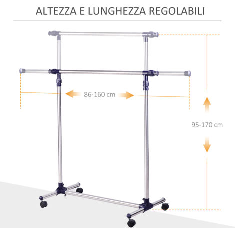 RHBLME 4 Aste Appendiabiti Telescopiche Regolabili In Acciaio Inox 30-50 Cm - Per Armadio, Tende E Scaffali