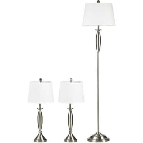 Homcom Lampada da Terra con Piantana in Tessuto, Bianco Design