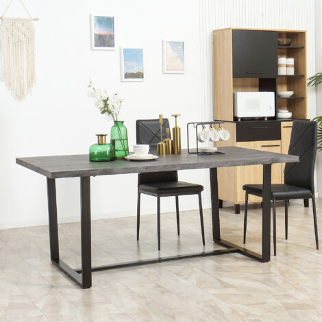 Tavolo Da Pranzo Rettangolare PHOENIX Per 8 Persone In Legno Effetto Invecchiato E Nero 200 Cm 89033035